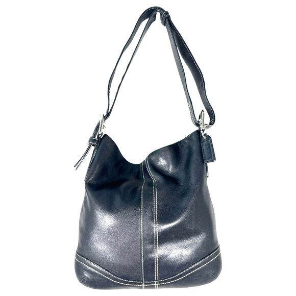 Margot Black Pebbled Leather Foldover Crossbody Shoulder Bag Silver Hardware - Picture 1 of 5